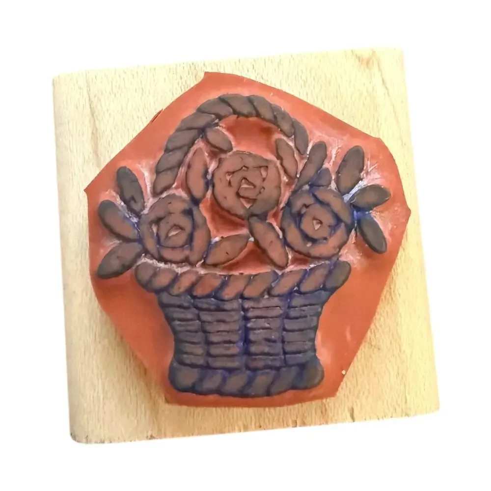 Stampin Up! Vintage 2002 Flowers In A Basket Rubber Stamp